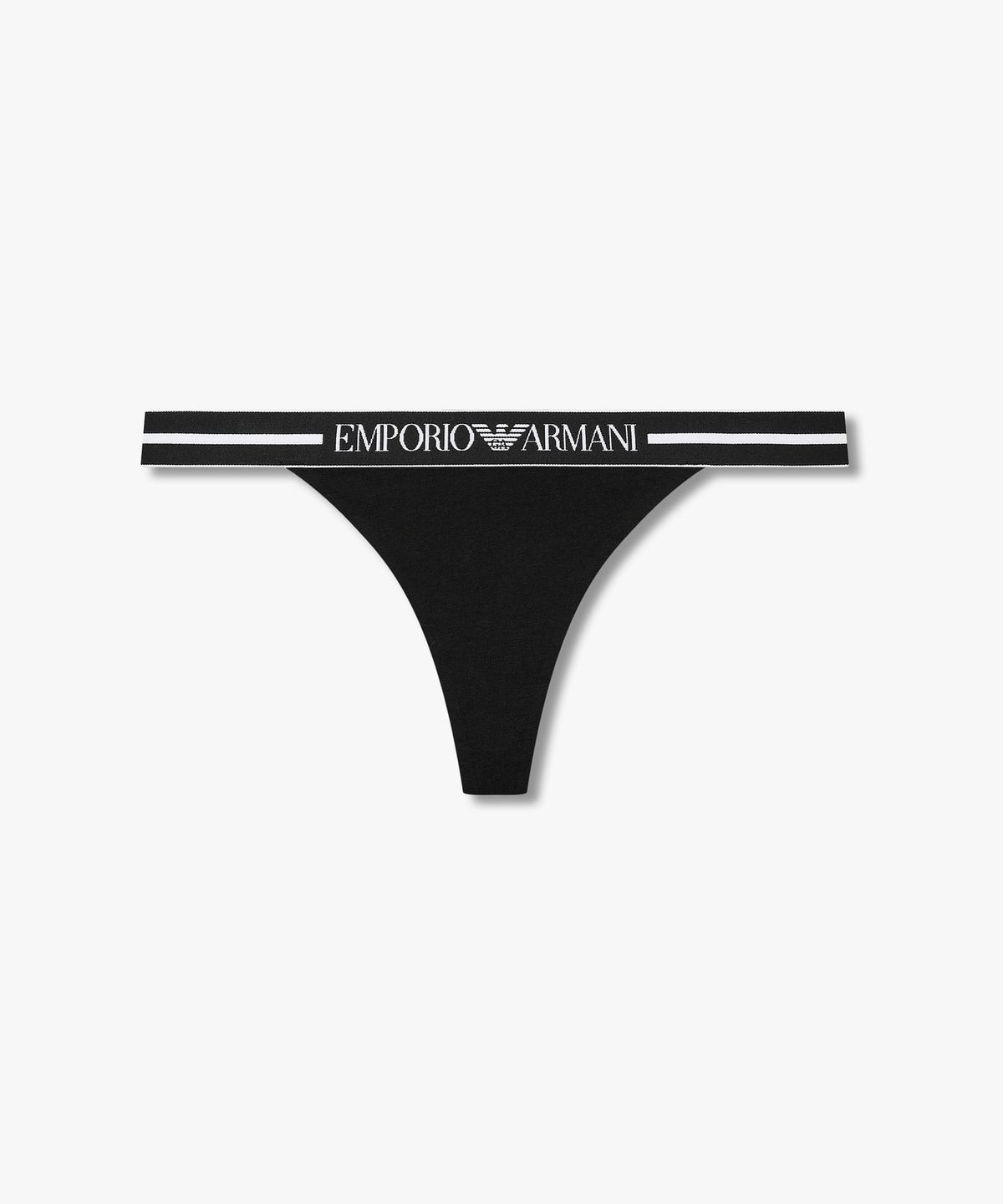 엠포리오 아르마니 언더웨어(EMPORIO ARMANI UNDERWEAR) 여성 배색 라인 센터 로고 티팬티_블랙 0826110518