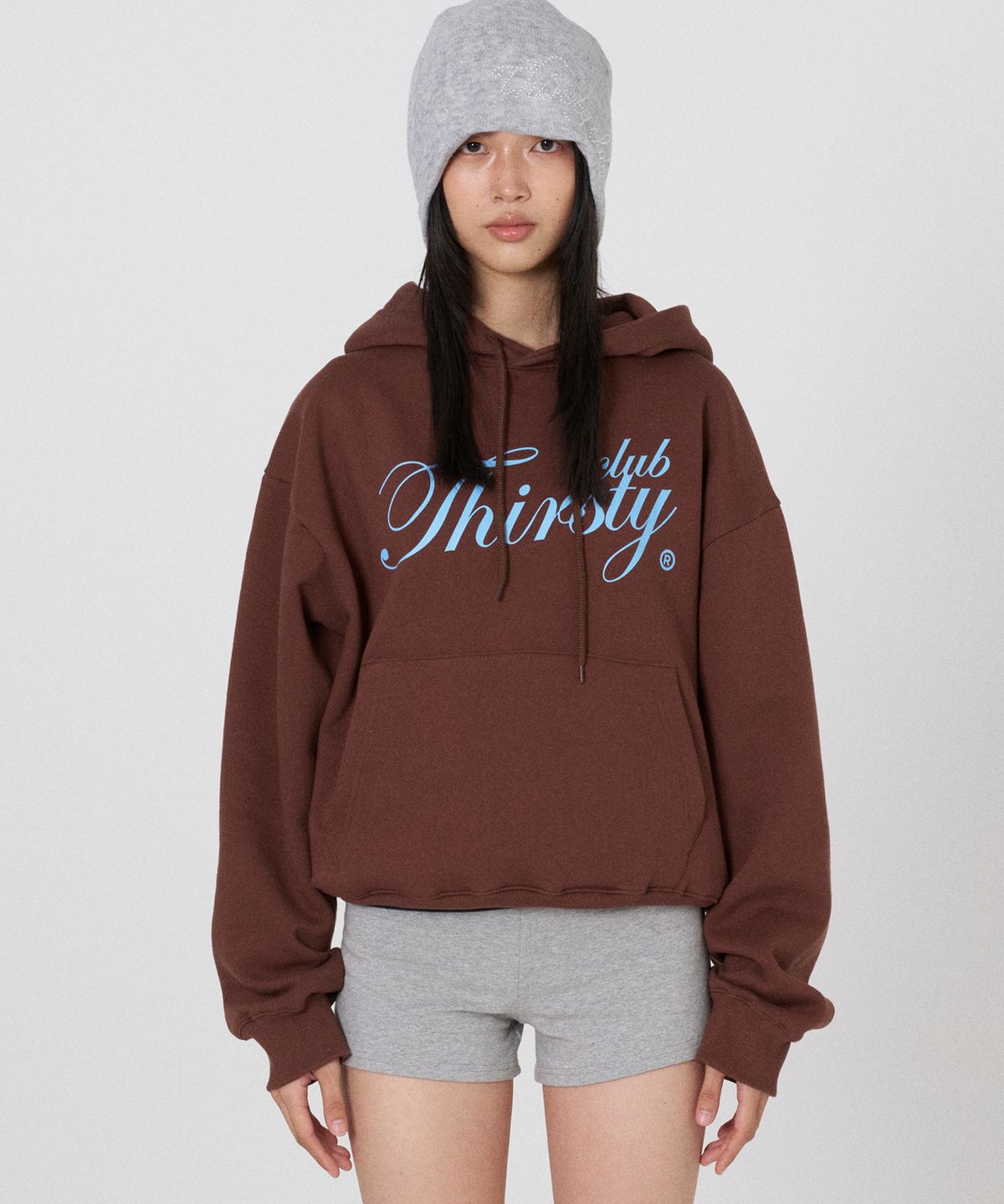 떨스티클럽(THIRSTYCLUB) Big logo hoody - Blue (기모안감)
