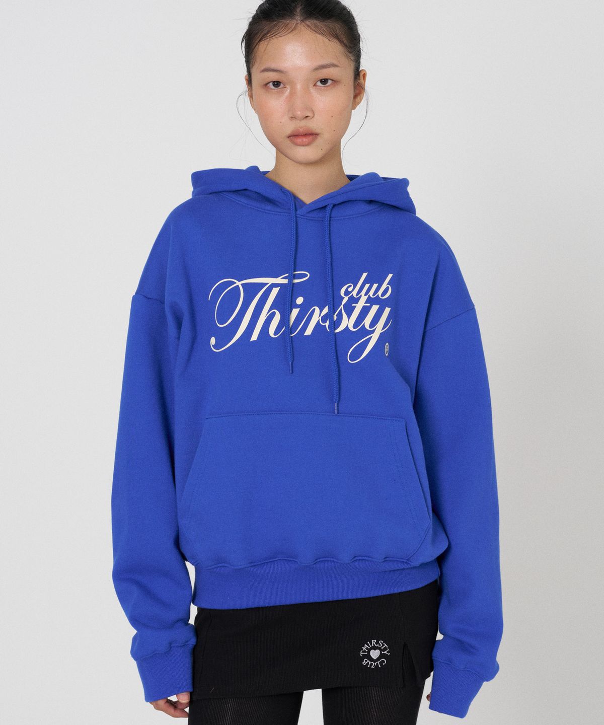 떨스티클럽(THIRSTYCLUB) Big logo hoody - Blue (기모안감)