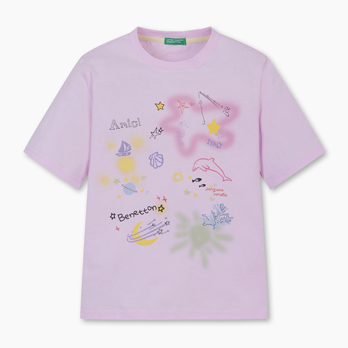 베네통키즈(BENETTONKIDS) 오션 그래픽 티셔츠_QATS14531LV