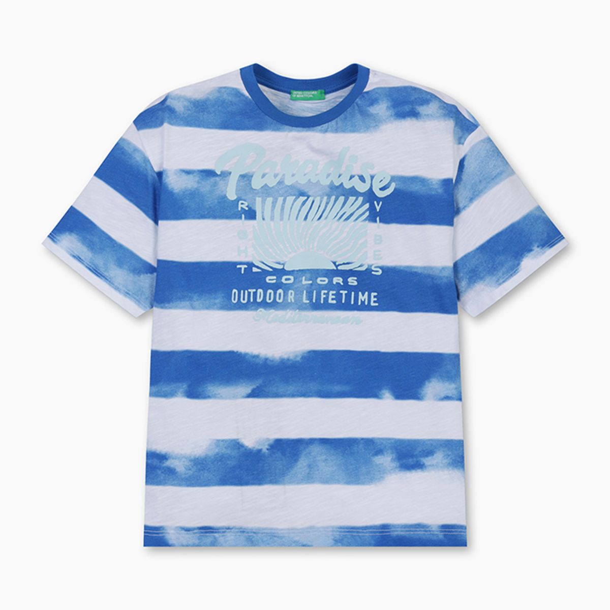 베네통키즈(BENETTONKIDS) 스트라이프 티셔츠_3SL3C10P5BL