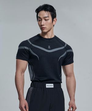 액티브 컨투어 슈트 숏 슬리브 - Black