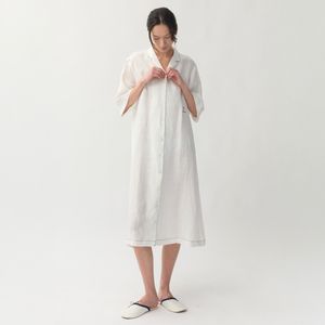 로이비 여성 홈웨어 린넨 원피스 잠옷