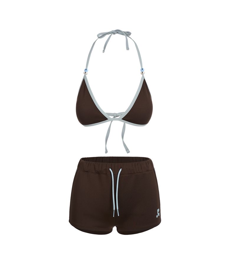 RR LOGO CHARM BIKINI - BROWN