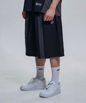 더블 패널 버뮤다 팬츠 - Black