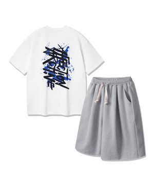 [SET] AFFECTION 반팔티셔츠 7부 원턱 와이드 트레이닝 팬츠 셋업