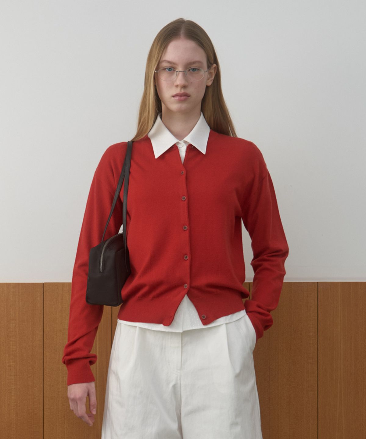 마조네(MA JOURNEE) M BASIC KNIT CARDIGAN_RED