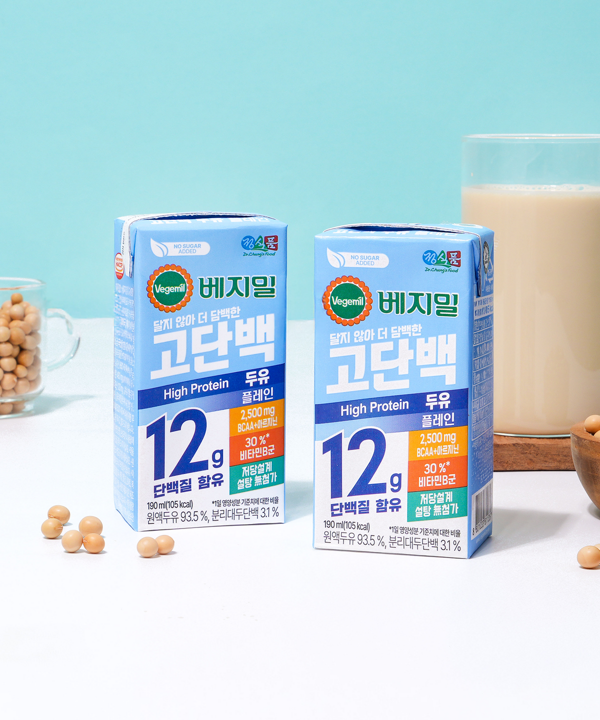 베지밀(VEGEMIL) 베지밀 고단백두유 플레인 190mlx64팩