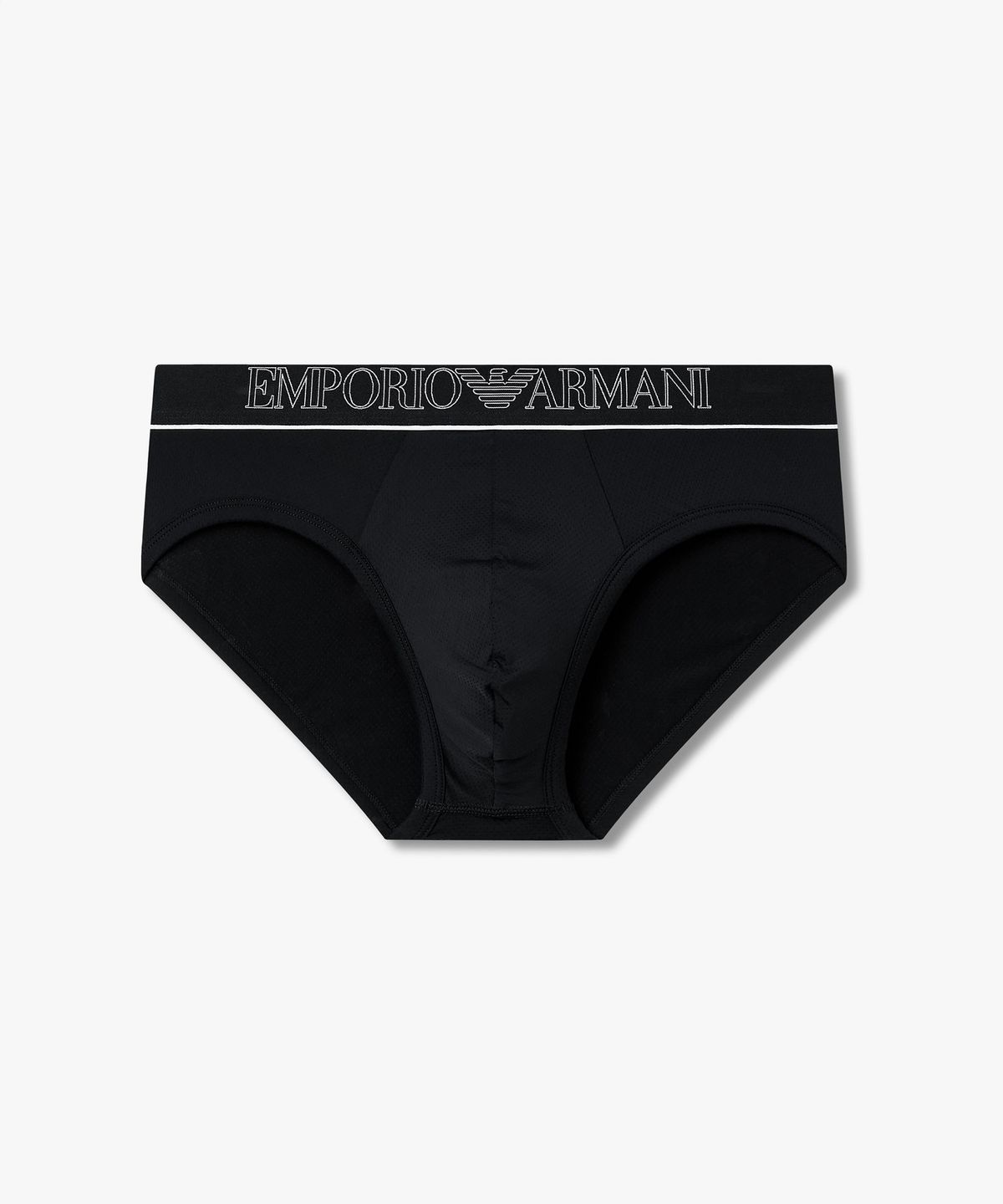 엠포리오 아르마니 언더웨어(EMPORIO ARMANI UNDERWEAR) 남성 아웃라인 로고 메쉬 브리프_블랙 0816111027