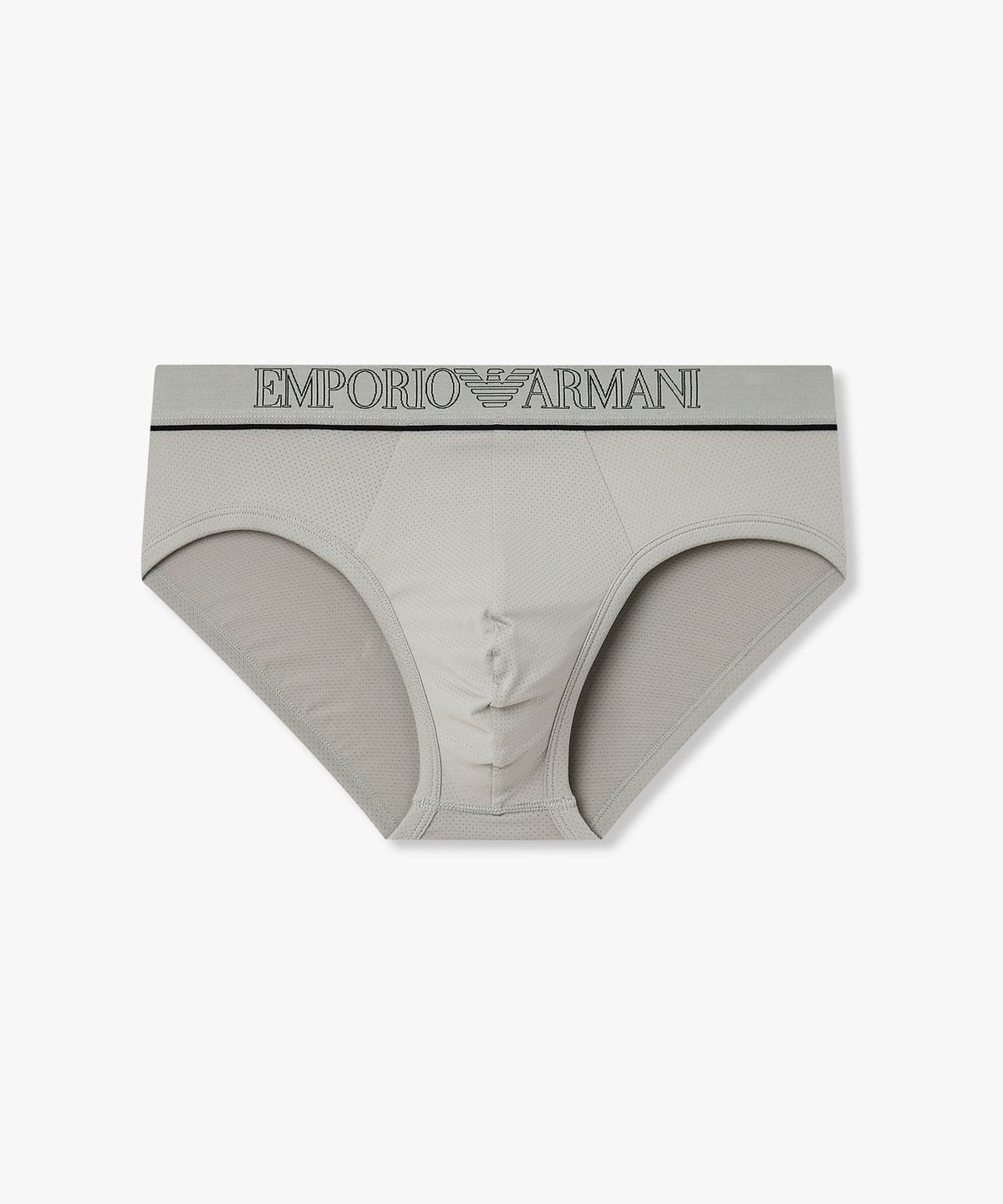 엠포리오 아르마니 언더웨어(EMPORIO ARMANI UNDERWEAR) 남성 아웃라인 로고 메쉬 브리프_그레이 0816111025