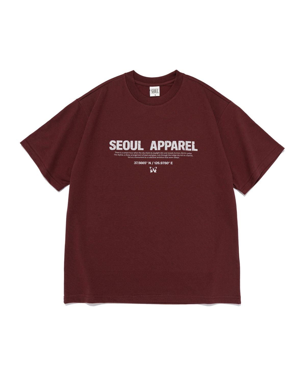 서울어패럴(SEOUL APPAREL) 볼드 레터링 로고 반팔 티셔츠 (와인)