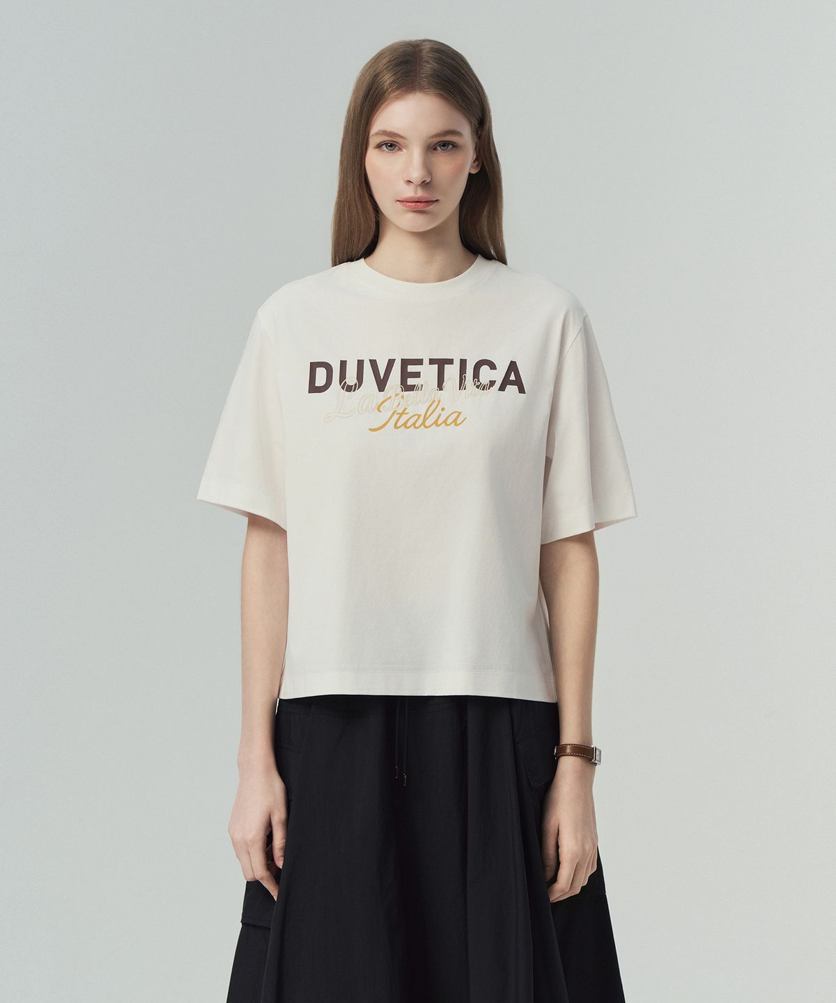 듀베티카(DUVETICA) 프라티(라이트 아이보리)(여성 반팔티셔츠)