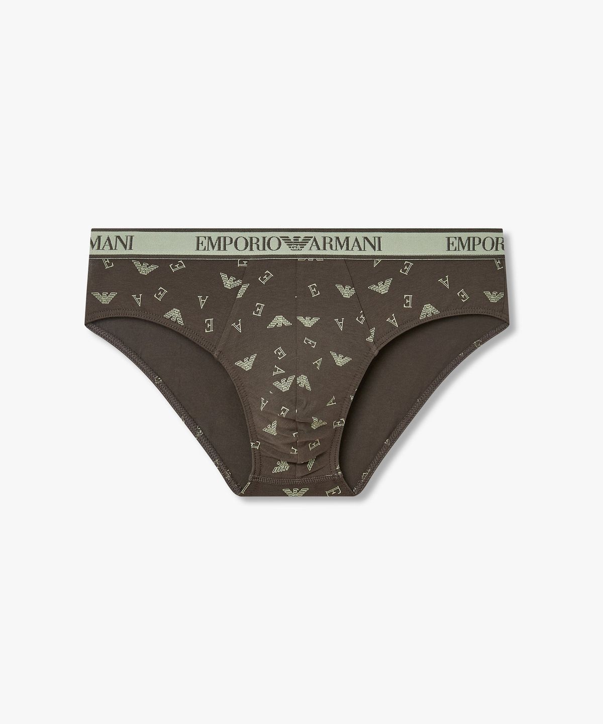 엠포리오 아르마니 언더웨어(EMPORIO ARMANI UNDERWEAR) 남성 멀티 로고 프린트 브리프_카키 브라운 08M6111318