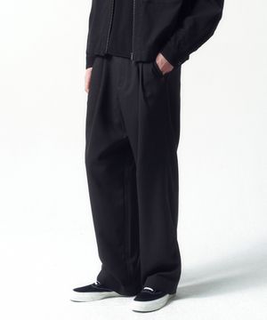 더블 플리츠 드레이프 팬츠 BLACK
