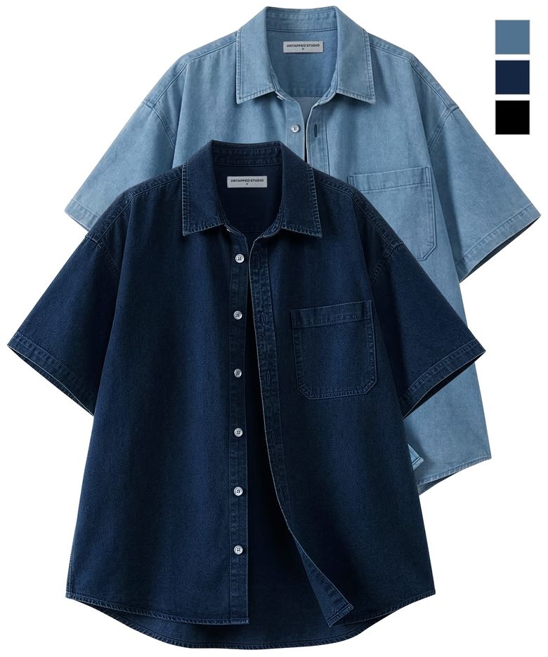 시티보이 오버핏 워싱 데님 반팔 셔츠 3COLOR
