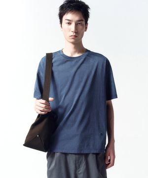 디스트레스드 크롭 박스핏 티셔츠 LIGHT NAVY