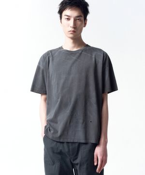 디스트레스드 크롭 박스핏 티셔츠 CHARCOAL