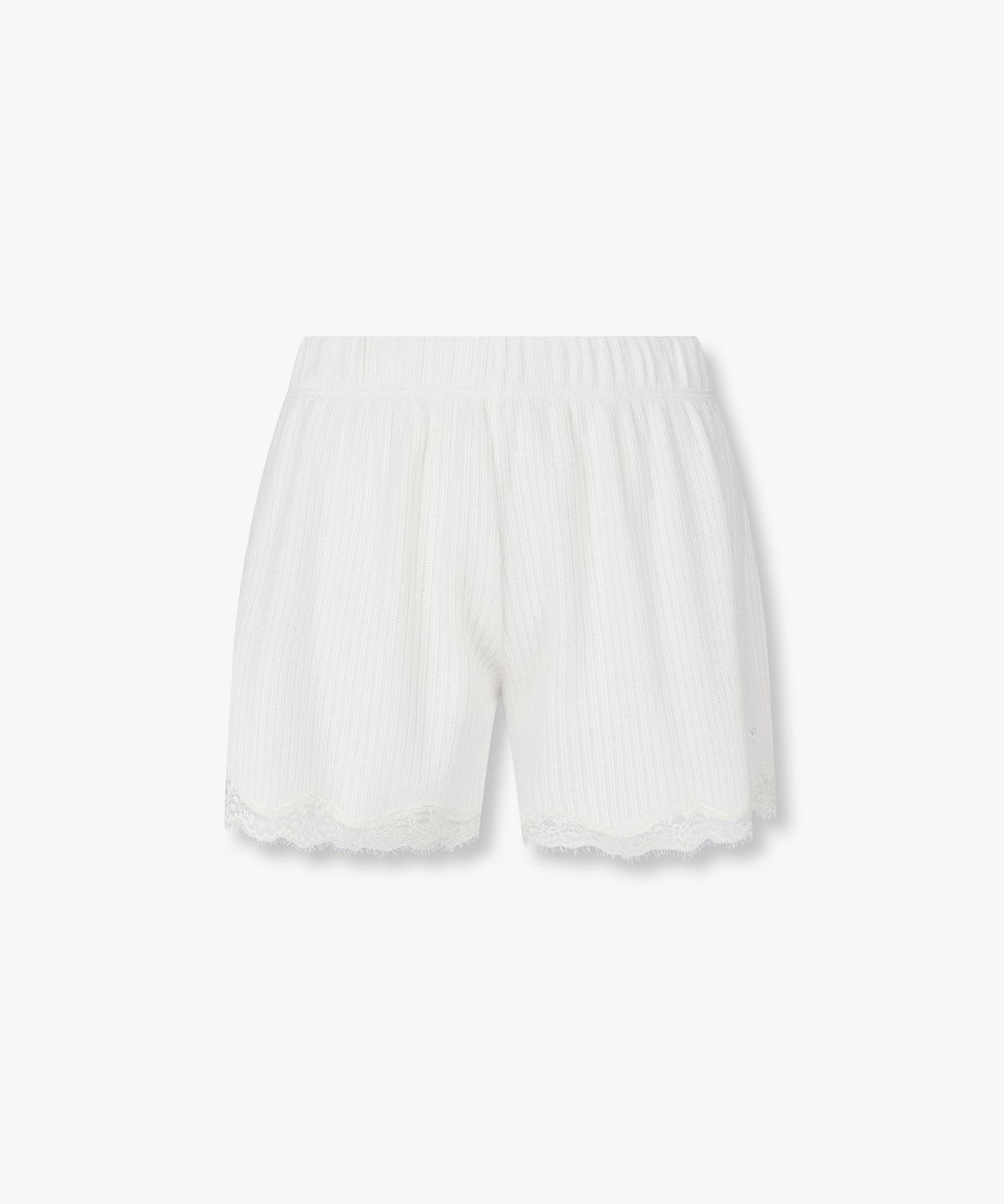 엠포리오 아르마니 언더웨어(EMPORIO ARMANI UNDERWEAR) 여성 레이스 패치 헴 라운지 쇼츠_화이트 0826131504