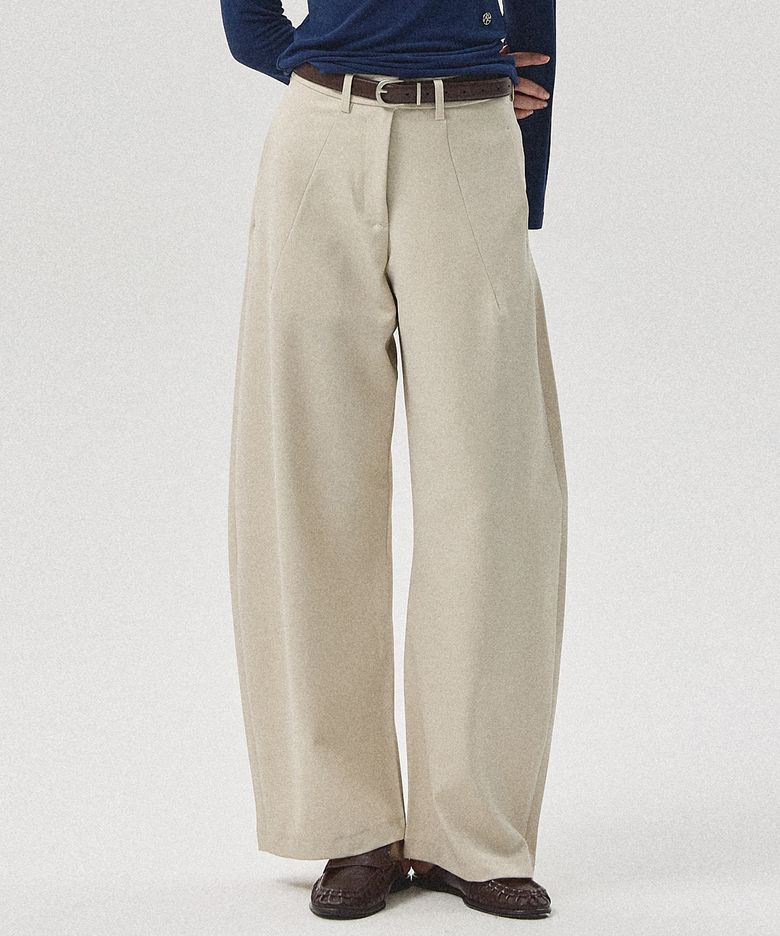 Rex Curved Tuck Slacks_BEIGE [기장선택]