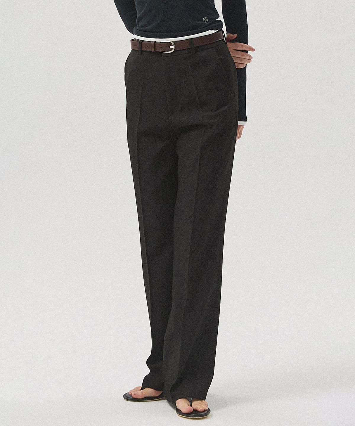 아흐레(AHRE) Urbane Semi Bootcut Slacks_BLACK
