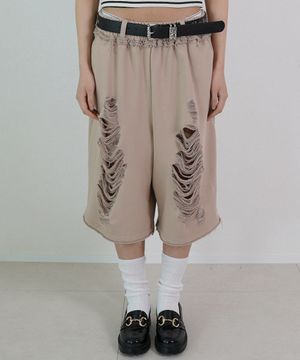 버뮤다 스크래치 데미지 쇼츠(Beige)