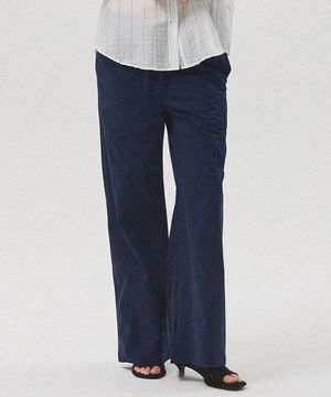 Ciro Cotton-Touch Banding Wide Straight Pants_NAVY