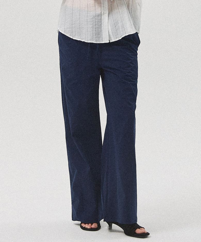 Ciro Cotton-Touch Banding Wide Straight Pants_NAVY