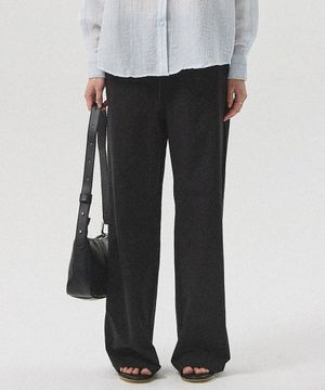 Ciro Cotton-Touch Banding Wide Straight Pants_BLACK