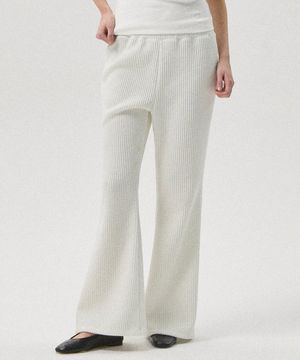 Lucie Semi Rib Knit Bootcut Banding Pants_WHITE