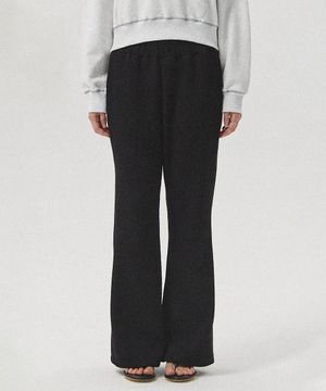 Lucie Semi Rib Knit Bootcut Banding Pants_BLACK