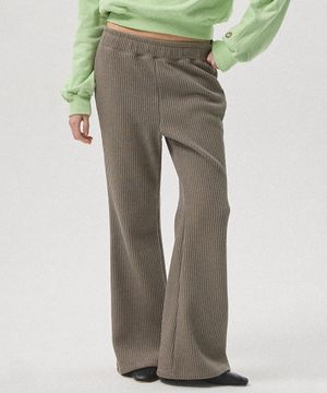 Lucie Semi Rib Knit Bootcut Banding Pants_BEIGE