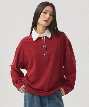 Airo Soft Cotton Oversized Rugby T-Shirt_WIINE