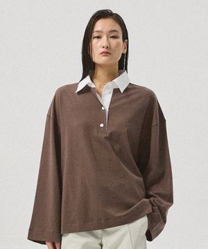 Airo Soft Cotton Oversized Rugby T-Shirt_BROWN