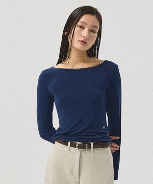 Lior Boat-Neck Long Sleeve Tee_NAVY