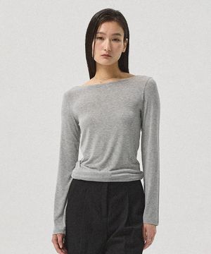 Lior Boat-Neck Long Sleeve Tee_MELANGE