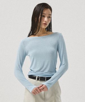 Lior Boat-Neck Long Sleeve Tee_BLUE
