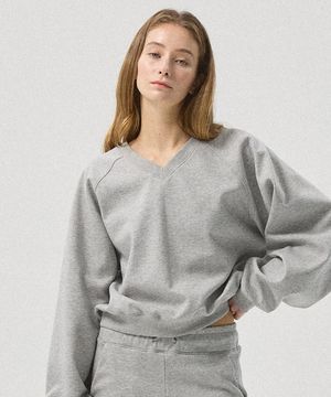 Aro Raglan V-Neck Sweatshirt_MELANGE