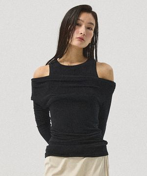 Nera Layered Off-Shoulder Sleeveless Tank_BLACK