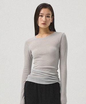 Elia Sheer Rib Long Sleeve Tee_LIGHT GREY