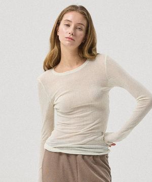 Elia Sheer Rib Long Sleeve Tee_CREAM