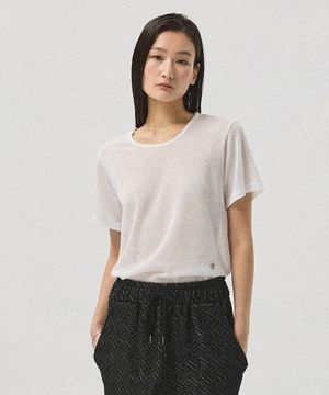 Aire Sheer Linen U-Neck Tee_WHITE