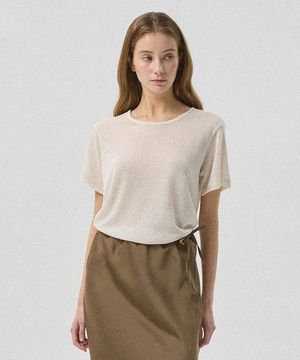 Aire Sheer Linen U-Neck Tee_BEIGE