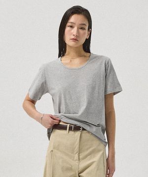 Nove Oversized U-Neck Cotton Tee_GREY