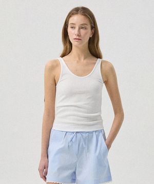 Nero Jacquard Rib Jersey Tank_WHITE