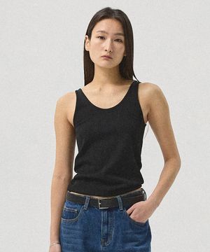 Nero Jacquard Rib Jersey Tank_BLACK