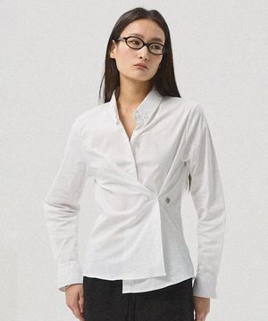 Mael Two-Way Cotton Span Twist Shirt_WHITE