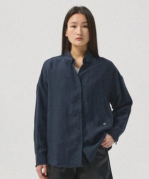 Benoit Linen Oversized Shirt_NAVY