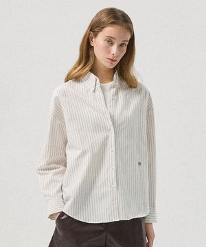 Rene Cotton Stripe Oversized Shirt_WHITE