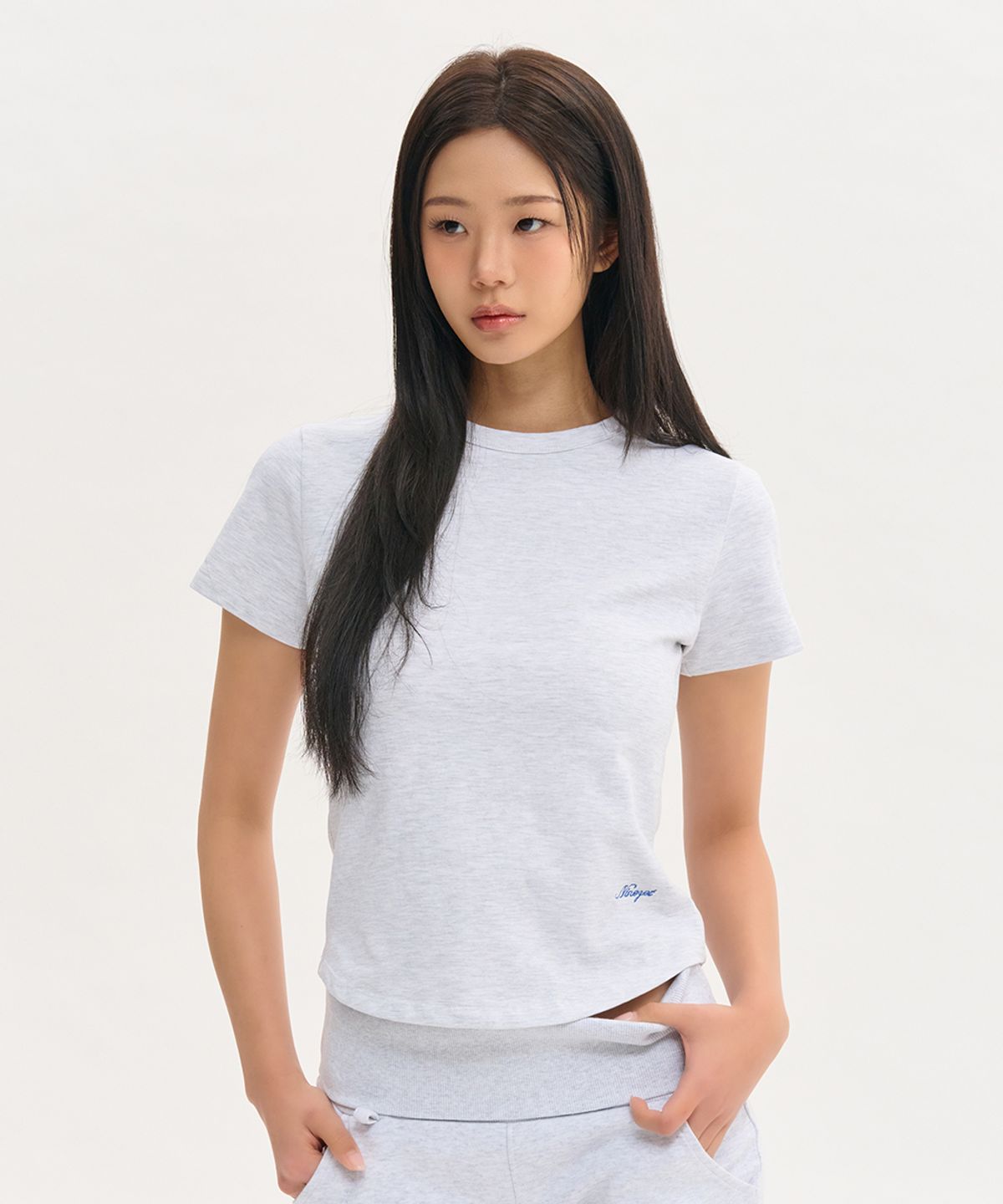 나인제트(NINEZ) 시그니처 슬림 크루넥 반팔 티셔츠 (4color)