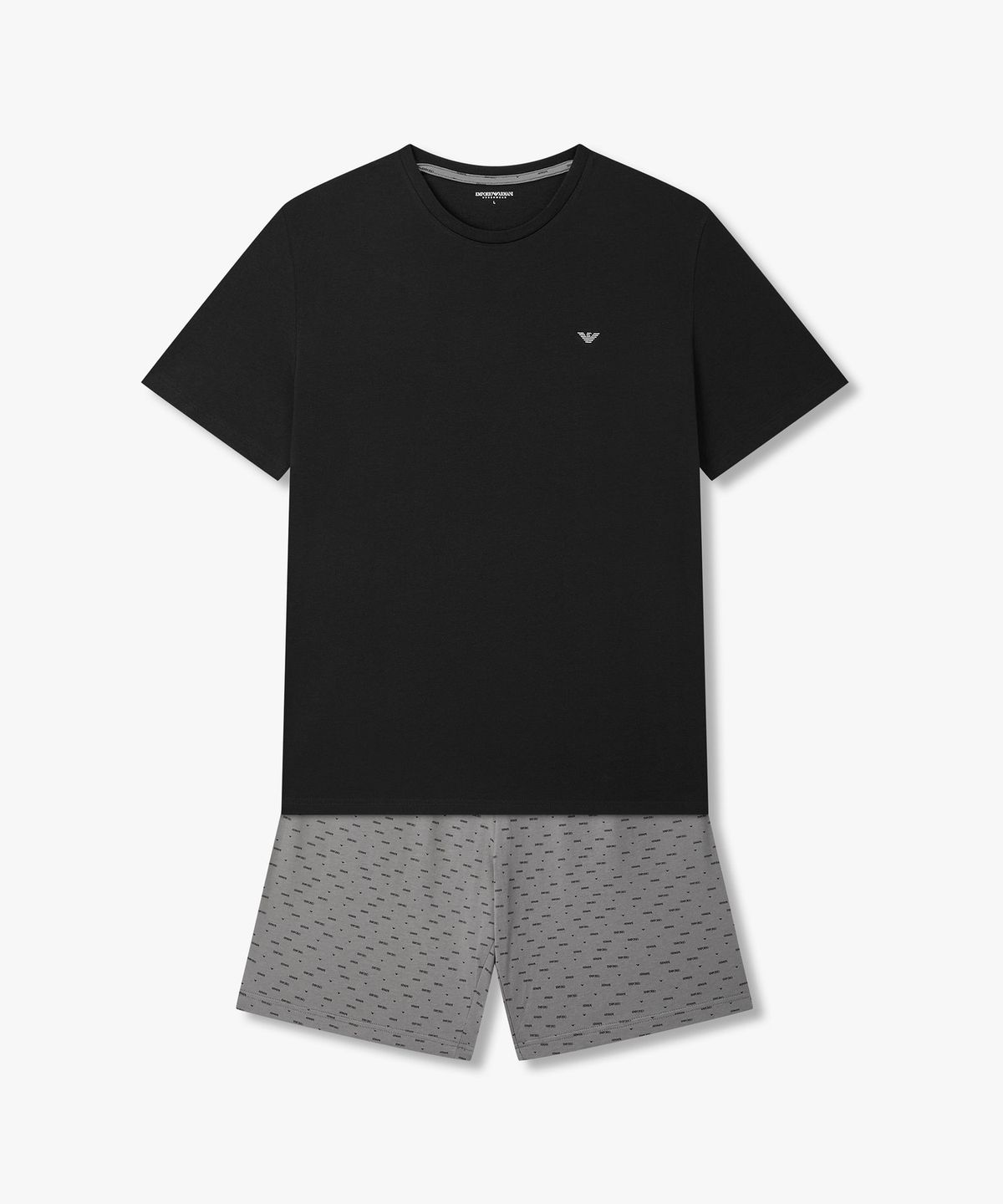 엠포리오 아르마니 언더웨어(EMPORIO ARMANI UNDERWEAR) 남성 패턴드 코튼 라운지 상하의 세트_블랙 0816139023